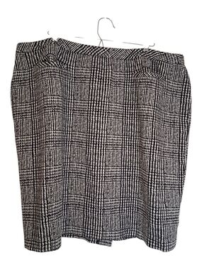 Talbots Black & White Glen Plaid Cotton Knit Pencil Skirt Size 22W